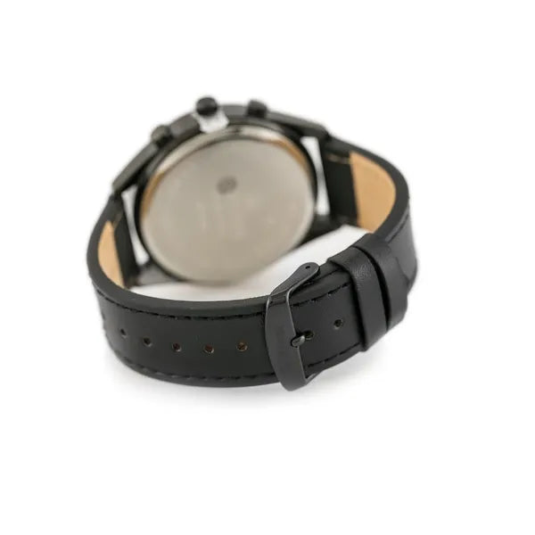 G. Rossi férfi karóra, 49 mm, barna számlap, fekete bőrszíj, dátum, WR30
