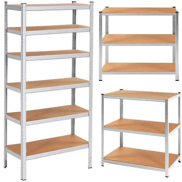 Ipari állvány 225×110×50 cm, 6 polc, 900 kg teherbírás, alu+MDF