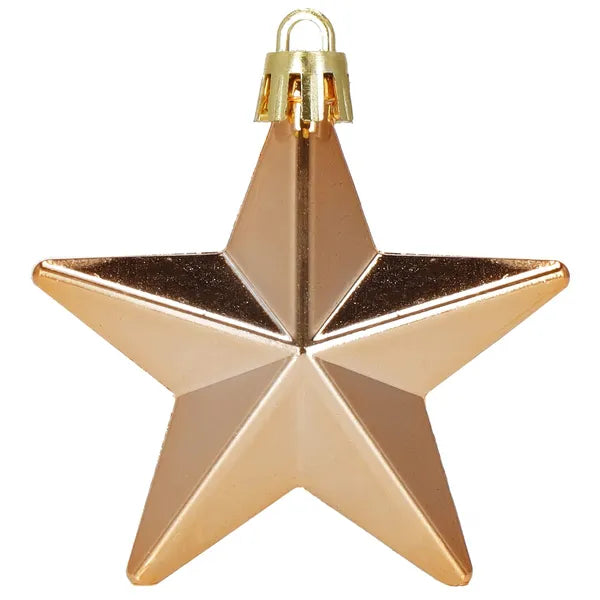 Törhetetlen rose gold csillag karácsonyfadísz szett, 6 db, 7 cm