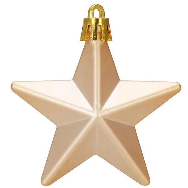 Törhetetlen rose gold csillag karácsonyfadísz szett, 6 db, 7 cm