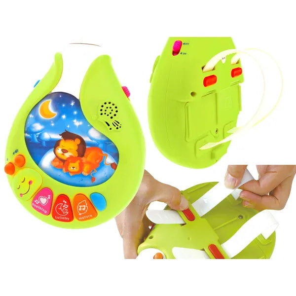 Színes interaktív zenélő kiságyforgó állatos fény- és hanghatásokkal