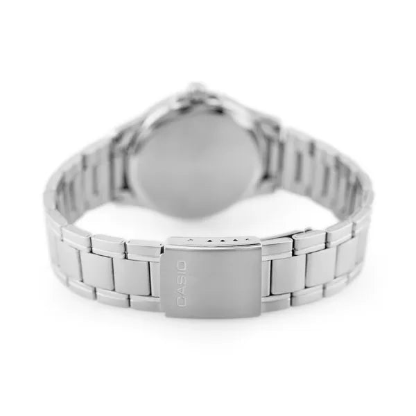 Casio MTP-1302D-1A2 férfi karóra, fekete számlap, acél szíj, WR50, dátum