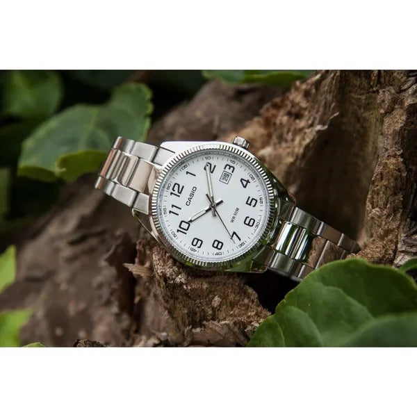 Casio MTP-1302PD-7B férfi karóra, acél szíj, WR50, dátumkijelző