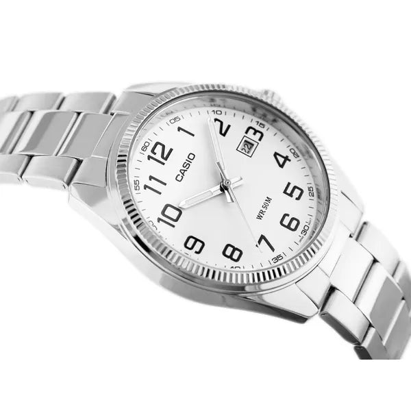 Casio MTP-1302PD-7B férfi karóra, acél szíj, WR50, dátumkijelző