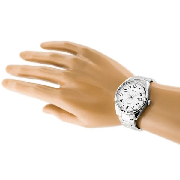 Casio MTP-1302PD-7B férfi karóra, acél szíj, WR50, dátumkijelző