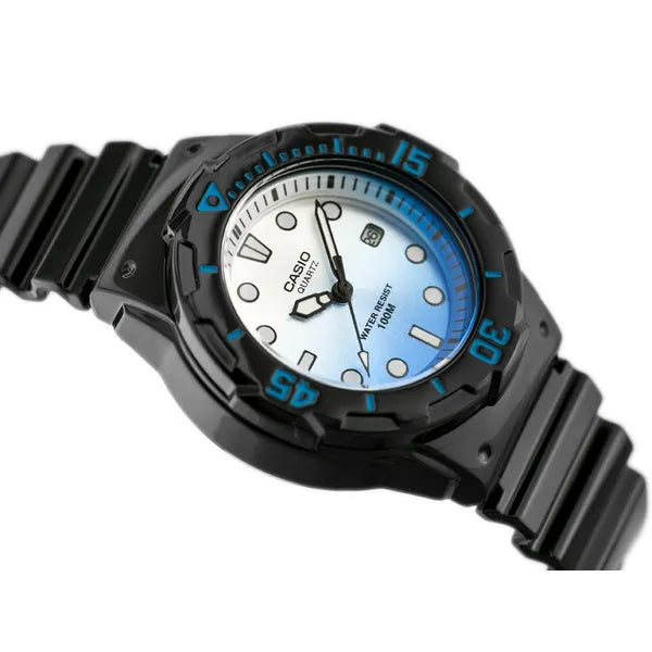 Casio LRW-200H-2EV lányka karóra, quartz, WR100, fekete szíj, kék számlap