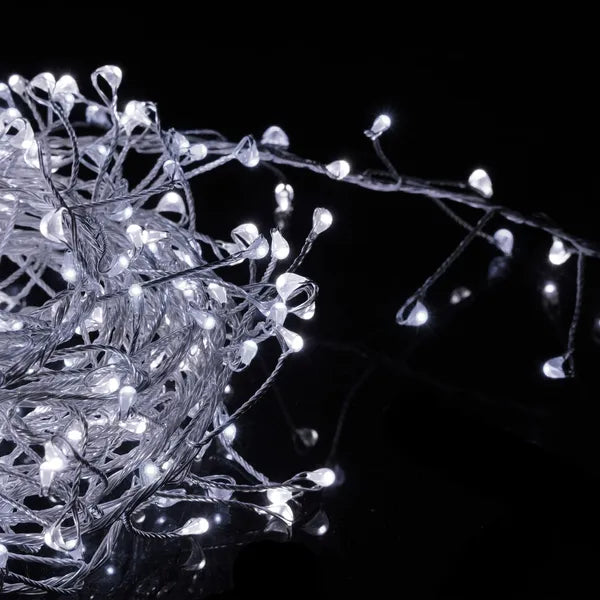 300 LED hideg fehér mikro fényfüzér 3+3 m 8 program IP44