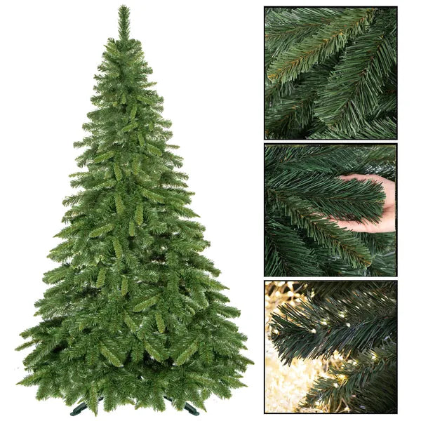 Zöld műfenyő jegenyefenyő-hatással, 120 cm, PVC tűlevelek, háromlábú talp