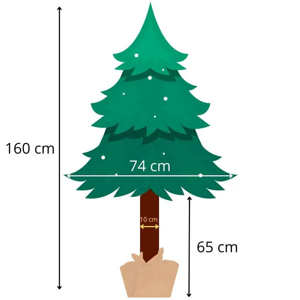 Gyémánt műfenyő farönkön, 160 cm, ezüst-fehér deres ágak