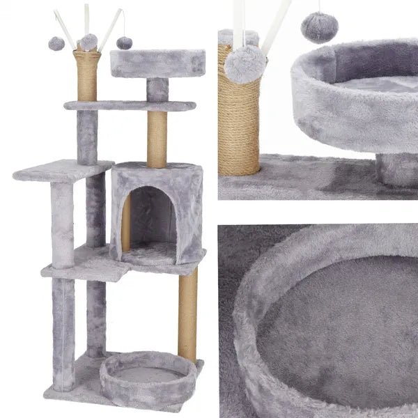 Springos 5 szintes macskabútor 127 cm, barna/szürke kaparófa