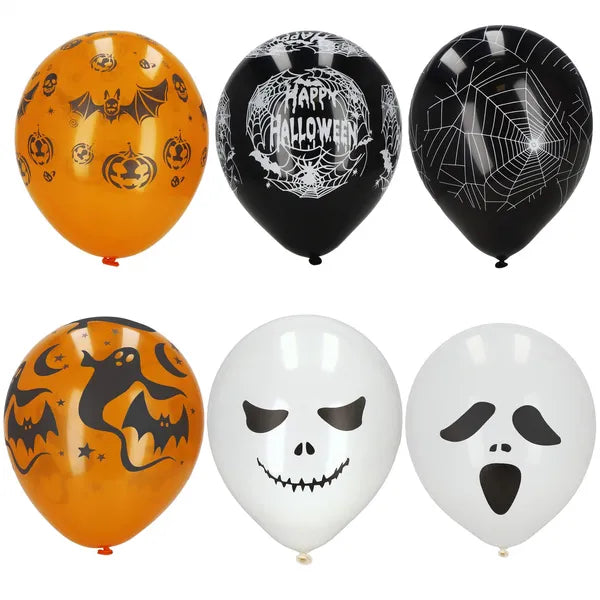 Halloween lufi dekorációs készlet, 14 db, latexből, fekete-fehér-narancs