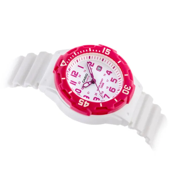 Casio LRW-200H-4BV lány karóra, WR100, fehér-rózsaszín, 33 mm