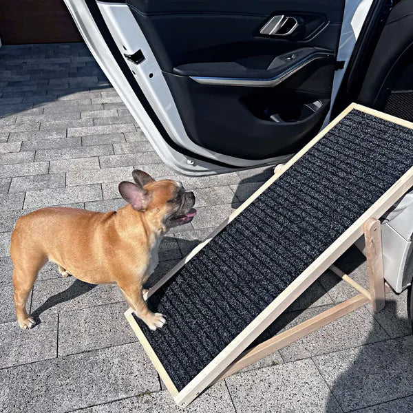 Állítható bükkfa kutyarámpa, 103×35,5 cm, 60 kg teherbírás