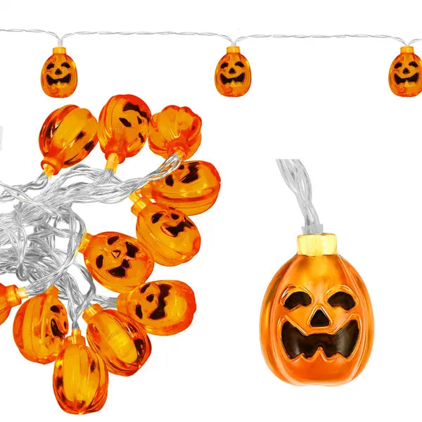 Halloween tökös LED fényfüzér 20 LED, 3,2 m, IP44, távirányító