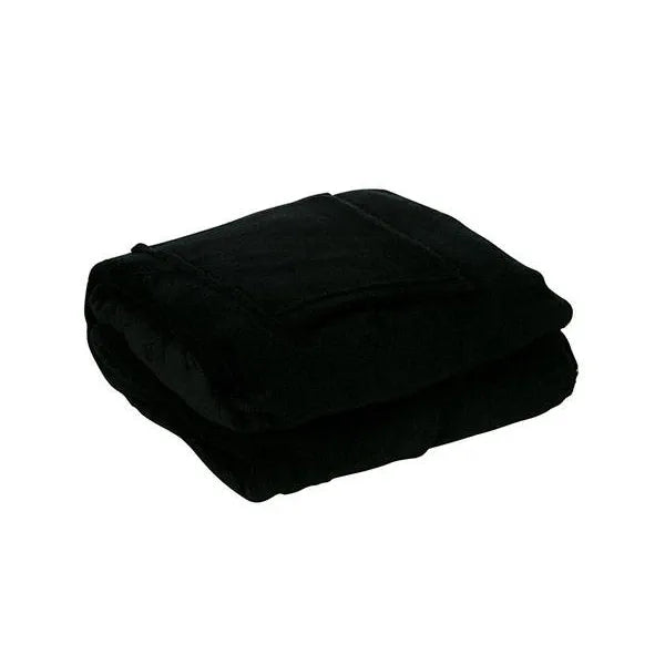 Meleg fleece takaró ujjakkal, univerzális, 138×180 cm, fekete