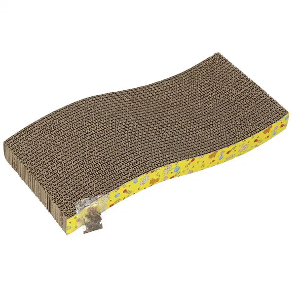 Springos hullámos karton macskakaparó, 44x20 cm, szárított macskamentával