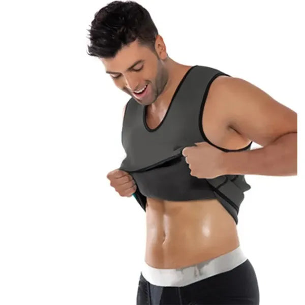 Férfi karcsúsító neoprény fitness póló, szürke-fekete, M