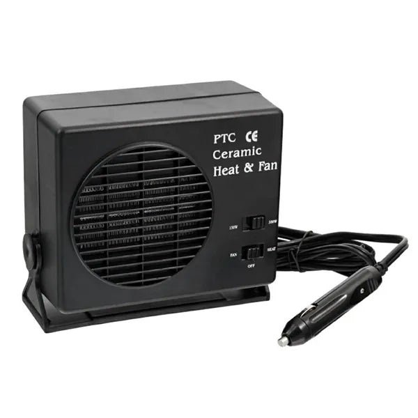 Autós fűtőventilátor PTC, 12V 300W, hűt/fűt, szivargyújtós, fekete