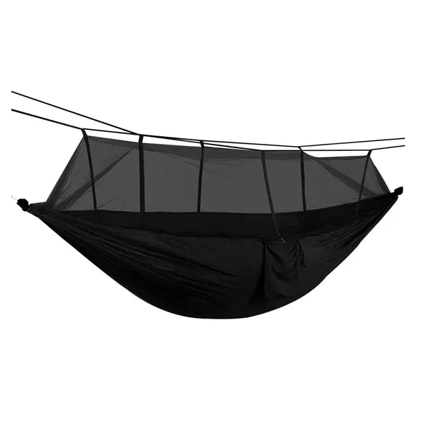 Turista nylon függőágy szúnyoghálóval 260x140 cm 200 kg fekete