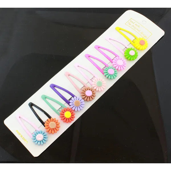 10 db színes virág alakú fém hajcsat készlet, 5 cm