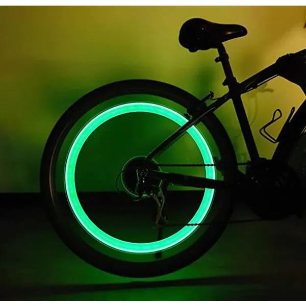 Zöld LED szelepsapka készlet autóhoz, motorhoz, kerékpárhoz – 2 db
