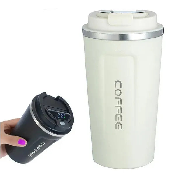Lcd kijelzős termosz bögre - fehér, 510 ml