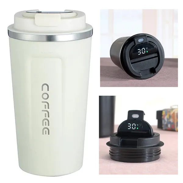 Lcd kijelzős termosz bögre - fehér, 510 ml