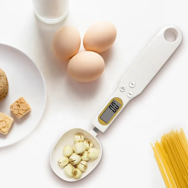 Nagy pontosságú digitális konyhai mérőkanál LCD kijelzővel, 500g / 0,1g, fehér
