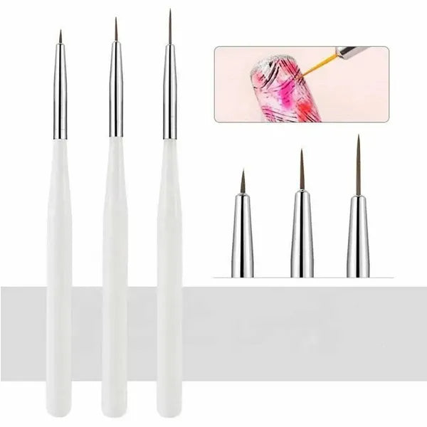 3 db-os professzionális manikűr ecsetkészlet, fehér