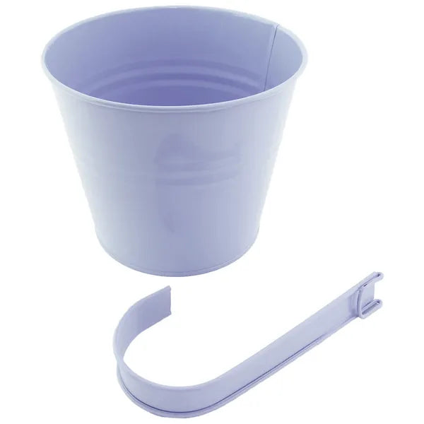 Világoslila, horganyzott acél balkonláda akasztóval, 16 cm
