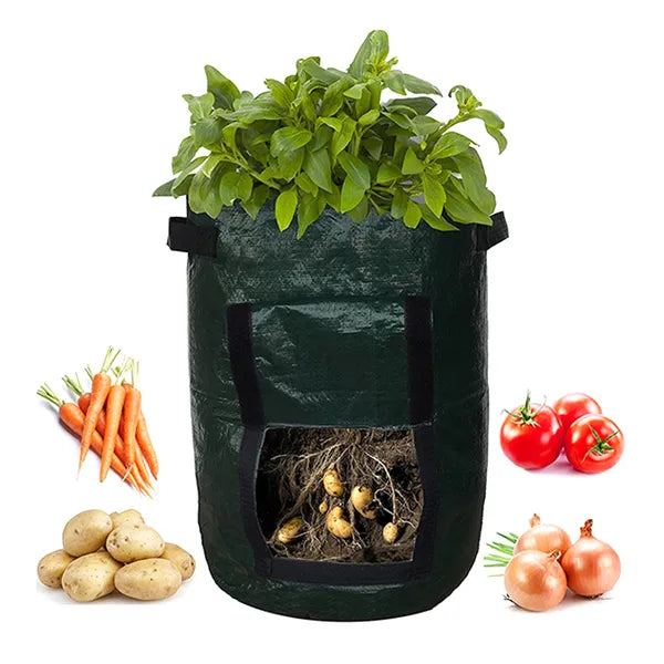 Zöld polietilén ültetőzsák 33x47 cm vízelvezető nyílásokkal