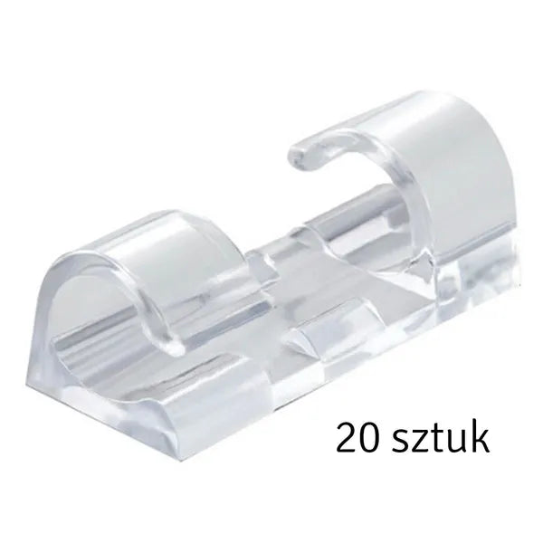 Öntapadó kábelrendszerező, műanyag, átlátszó, 20 db