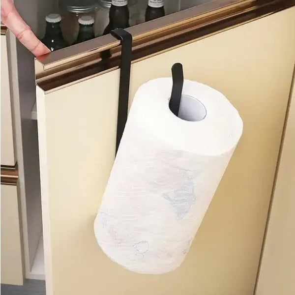 Fekete fém papírtörlő-tartó ajtóra vagy polcra, 26,5 cm