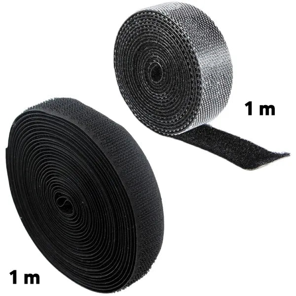 Fekete tépőzáras kábelrendező szalag 2×1 m, 2 cm széles