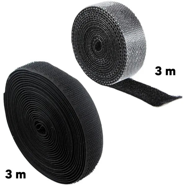 Fekete tépőzáras kábelrendező szalag, 2×3 m, 2 cm