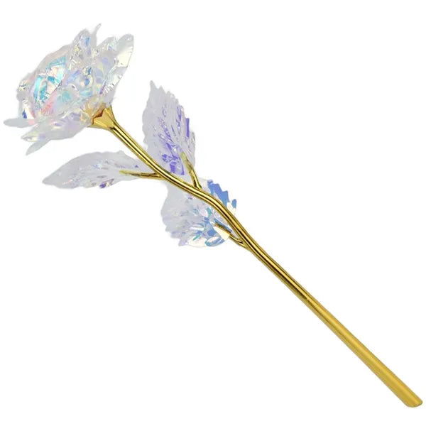 Örök arany rózsa szivárványszínű szirmokkal, díszdobozban, 24 cm