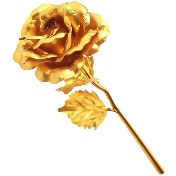 Örök aranyszínű fém rózsa díszdobozban, 24 cm