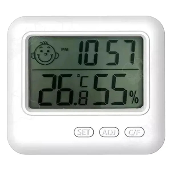 Beltéri LCD hőmérő-páratartalom mérő állomás, fehér, CR2032, falra szerelhető