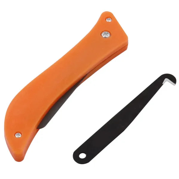 Fugakaparó kampós kés, 21,2 cm, acél penge, fekete–narancs