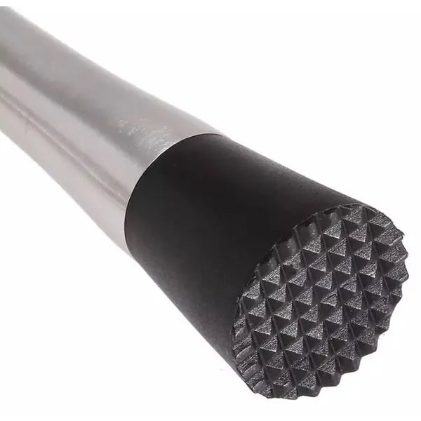Rozsdamentes acél koktél muddler, perforált fej, 20,5 cm, fekete-ezüst