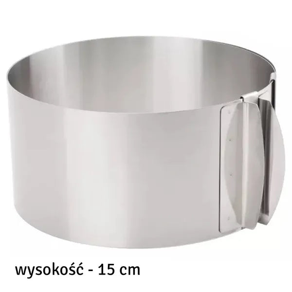 Állítható tortagyűrű, rozsdamentes acél, Ø16-30 cm, 15 cm magas