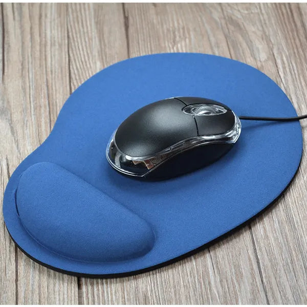 Ergonomikus kék egérpad csuklótámasszal, 23×18 cm