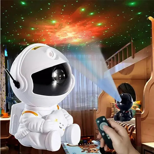 Asztronauta LED csillagvetítő, lézerrel, 8 mód, 360°, IR távirányító, fekete