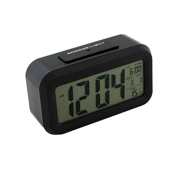 AK240A digitális LCD ébresztőóra, kék háttérvilágítás, hőmérő, fekete