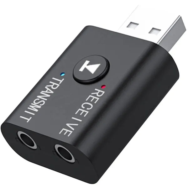 Bluetooth 5.0 adó-vevő, 2-az-1-ben, 3,5 mm jack, USB, fekete