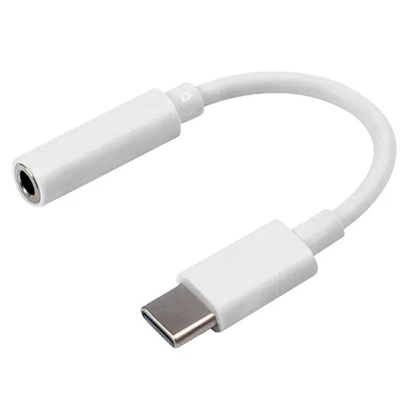 USB-C – 3,5 mm mini-jack 4-PIN sztereó audió adapter, fehér, 11 cm