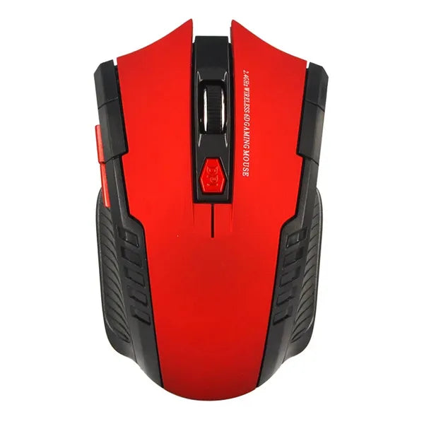 Vezeték nélküli gamer egér, 2.4 GHz, 1600 DPI, 5 gomb, piros-fekete