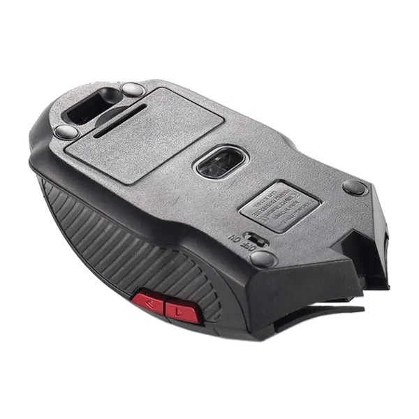 Vezeték nélküli gamer egér, 2.4 GHz, 1600 DPI, 5 gomb, piros-fekete