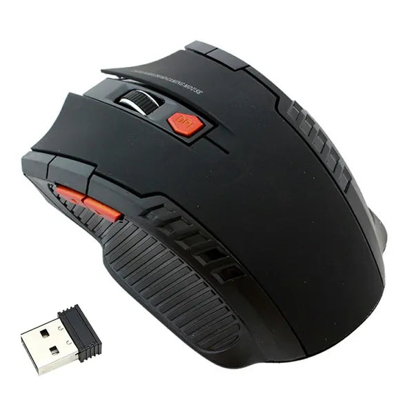 AK303 vezeték nélküli gamer egér, 1600 DPI, 2,4 GHz USB vevő, fekete