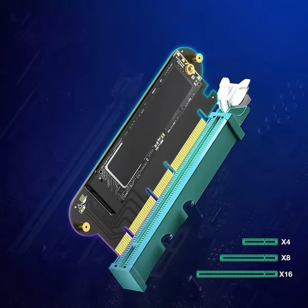 PCIe x16–M.2 NVMe SSD adapter, 64 Gb/s, 2230-2280, fekete